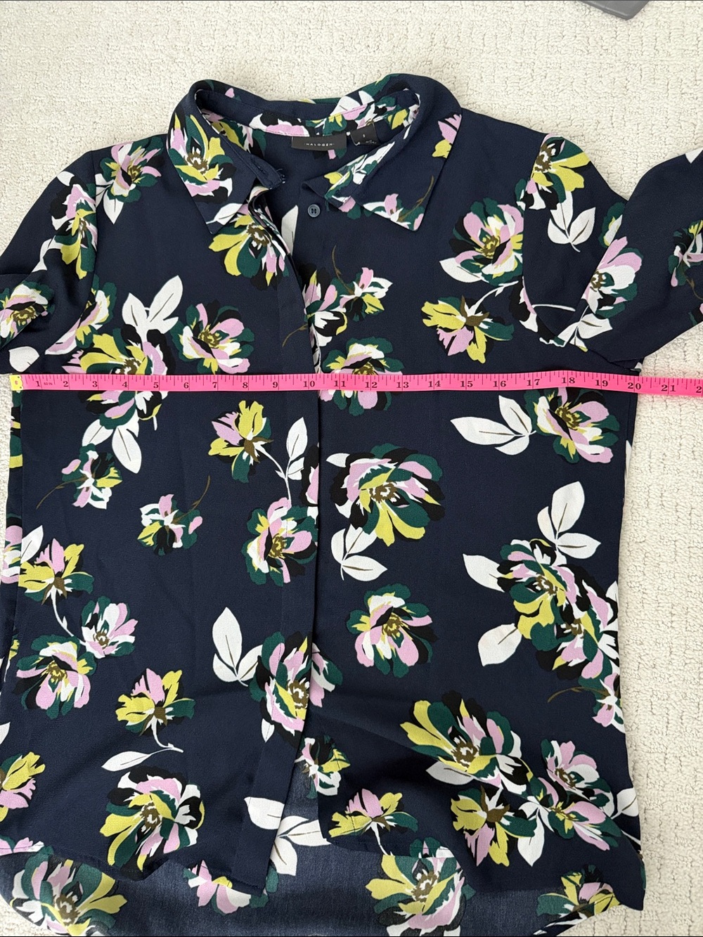 Halogen Navy Floral Button-Down Blouse - Picture 4 of 8